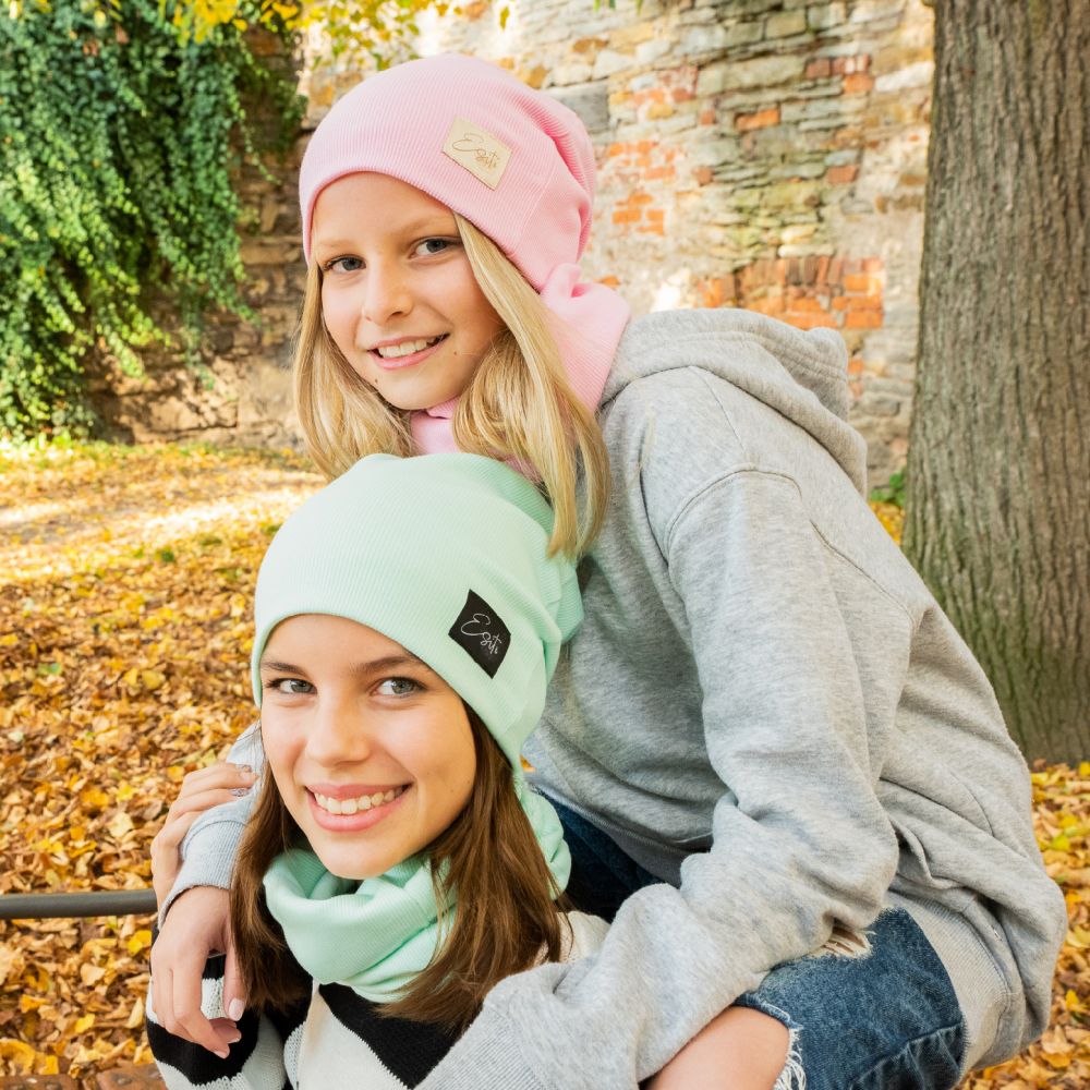 ESITO Žebrovaná čepice spadená Color - 46 / růžová
