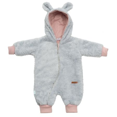 Luxusní dětský zimní overal New Baby Teddy bear šedo růžový 74 (6-9m)