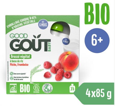 Good Gout BIO Rýžový dezert s broskví a malinou 4x85 g
