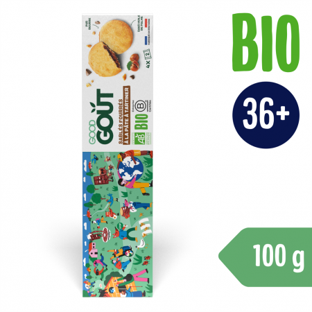 Good Gout BIO Máslové sušenky plněné lískooříškovým krémem 100 g