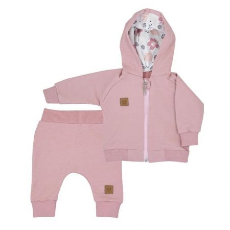 KOALA Kojenecké tepláčky a mikinka s kapucí Flowers Vel. 62 (3-6 m)