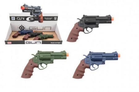 Teddies Pistole/revolver plast 17 x 11cm se zvukem a světlem