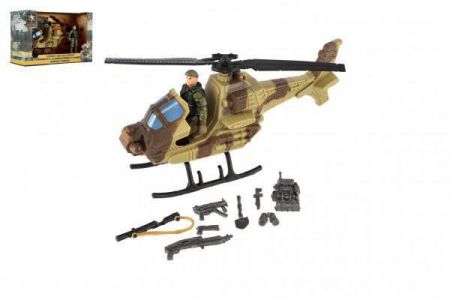Teddies Vojenský vrtulník/helikoptéra s vojákem s doplňky 