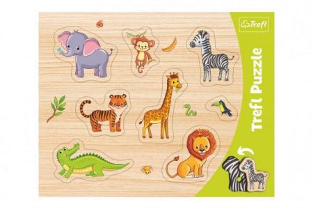 Trefl Desková vkládačka puzzle obrysová zvířátka ZOO 