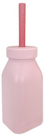 MINIKOIOI Láhev silikonová s brčkem Pinky Pink/Velvet Rose