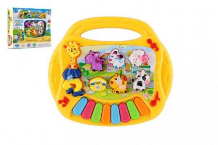Teddies Pianko zvířátka plast anglicky mluvící na baterie se zvukem a světlem