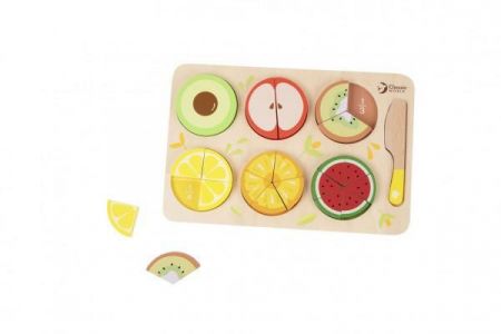 Teddies Puzzle deskové dřevěné krájecí ovoce 18m +