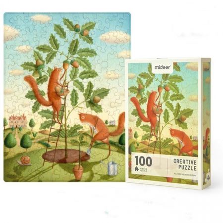 Mideer Kreativní puzzle 100 ks Veverky na žaludech