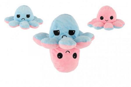 Teddies Chobotnice oboustranná plyšová měnící obličej 18 cm Růžovo-modrá